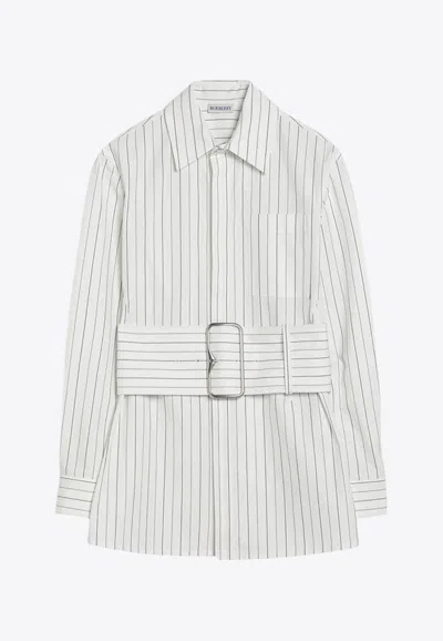 Burberry Belted Long-sleeved Stripe Shirt