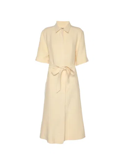 Pre-owned Burberry Belted Midi Dress In Neutral