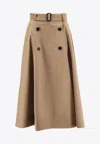 Burberry Beige Skirt With Adjustable Belt And Button Closure In Cotton Woman In Animal Print