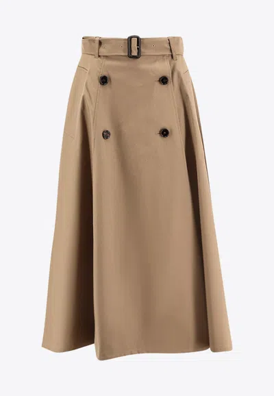 BURBERRY BELTED MIDI SKIRT