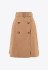 BURBERRY BELTED MIDI WRAP SKIRT