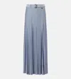 Burberry Belted Pleated Maxi Skirt In Blue