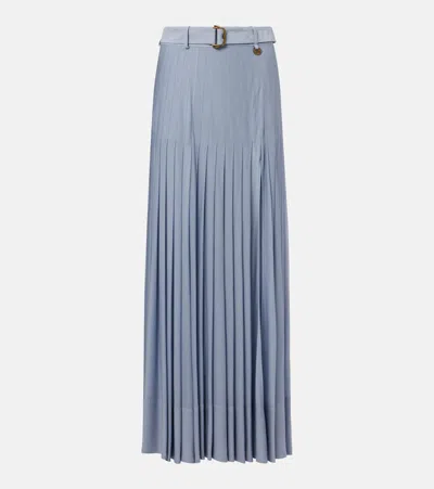 Burberry Belted Pleated Maxi Skirt In Blue
