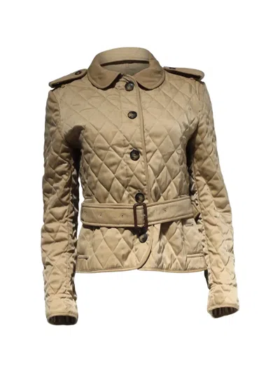 Pre-owned Burberry Belted Quilted Jacket In Neutral