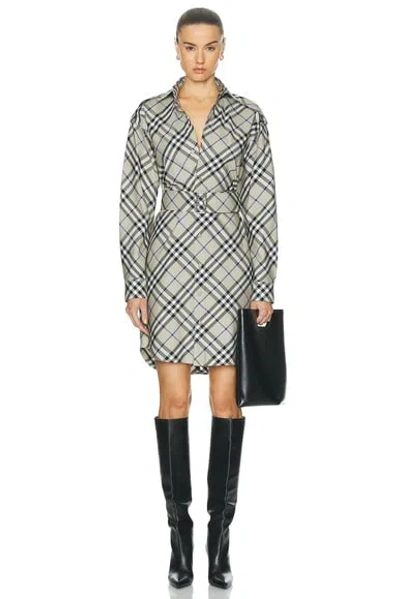 Burberry Belted Shirt Dress In Lichen Ip Check