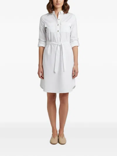 Pre-owned Burberry Belted Shirt Mini Dress In White
