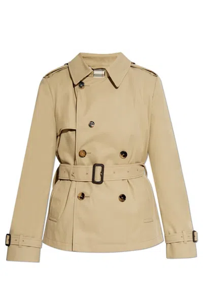 Burberry Short Trench Coat With Belt In Beige