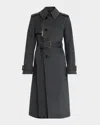 Burberry Cotton Blend Trench With Burrberry Check Lining In Cinder