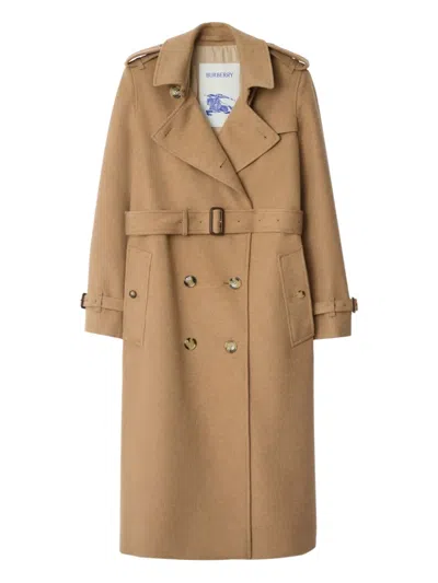 Burberry Belted Trench Coat In Brown