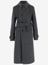 Burberry Grey Cotton Blend Trench Coat Women In Grey