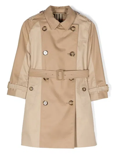 Burberry Kids' Cotton Gabardine Trench Coat In 中性色