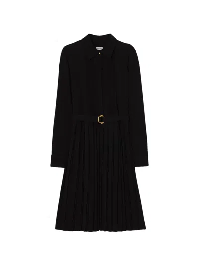 Burberry Belted Viscose Dress In Black