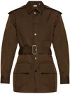 Burberry Belted-waist Buttoned Overshirt In Braun