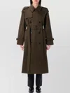 Burberry Belted Waist Double-breasted Jacket Epaulettes In Green