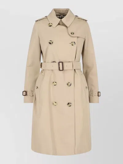 Burberry Belted Waist Jacket Epaulettes Storm Flap In Neutral