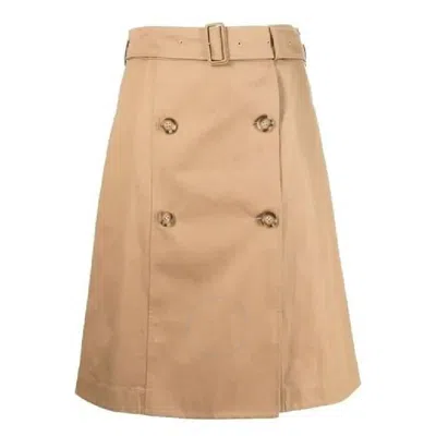 BURBERRY BURBERRY BELTED WAIST MIDI SKIRT