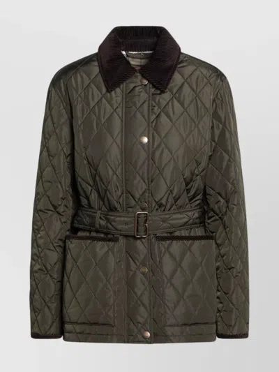 BURBERRY BELTED WAIST QUILTED NYLON JACKET