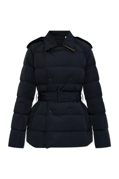 Burberry Belted Waist Quilted Puffer Coat In Black