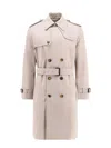 Burberry Men Cotton Blend Trench With Check Lining In Heron