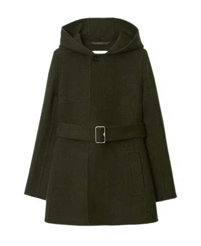 Burberry Belted Wool-cashmere Jacket In Green