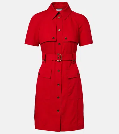 Burberry Belted Wool Shirt Dress In Multi