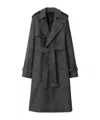 Burberry Wool Long Trench Coat In Black