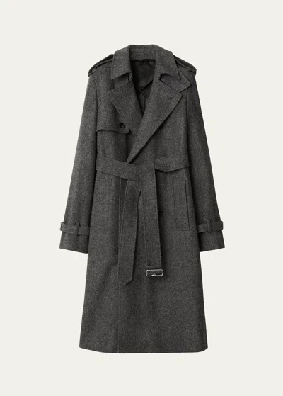 BURBERRY BELTED WOOL TRENCH COAT