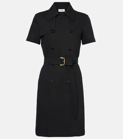 BURBERRY BELTED WOOL TWILL SHIRT DRESS