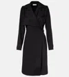 Burberry Belted Wool Wrap Dress In Black