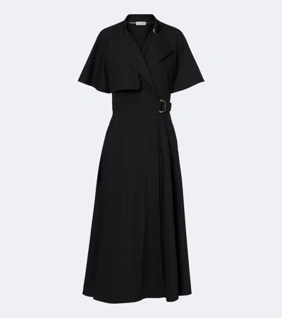 Burberry Belted Wool Wrap Dress In Black