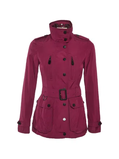 Pre-owned Burberry Belted Zip-up Jacket In Purple