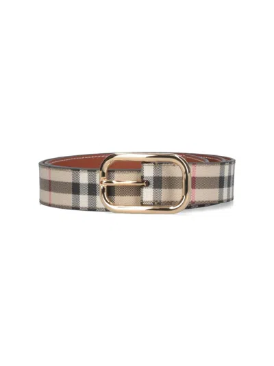 Burberry Ered Fabric Belt With Coating In Beige