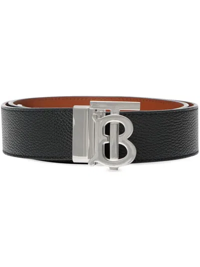 Burberry Monogram Detail Buckled Belt In Black