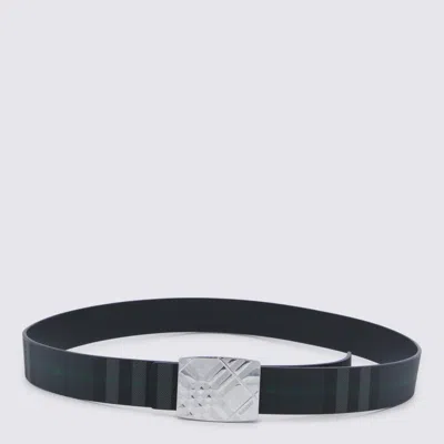 Burberry Black Leather Belt In Blue
