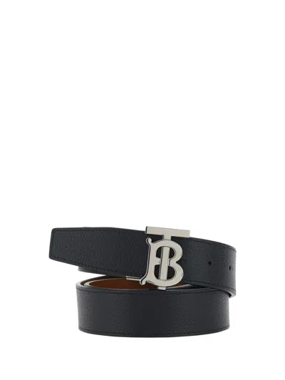 Burberry Men Leather Belt In Black