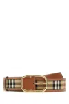 Burberry Adjustable Checkered Fabric Belt With Gold-tone Buckle In Multicolor