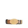 Burberry Leather Ekd Stamp Reversible Belt In Brown