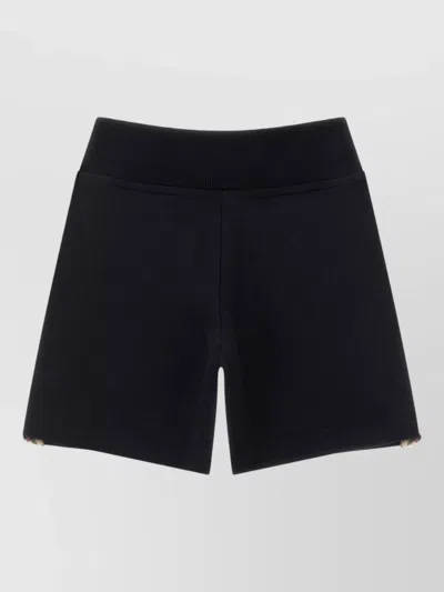 Burberry Benny Terry Cotton Shorts Check Detail In Black
