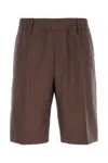 Burberry Bermuda Wool Shorts Loops Belt In Brown