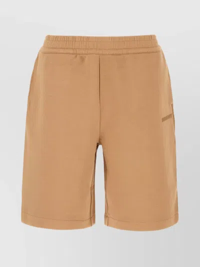 Burberry Bermuda Cotton Elastic Waistband Shorts In Neutral