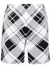 Burberry Viscose Blend Checkered Shorts With Elastic Waistband In Black