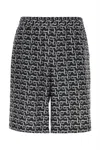 Burberry Printed Silk Bermuda Shorts In Silverblack