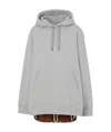Burberry Check-panel Cotton Hoodie In Gray