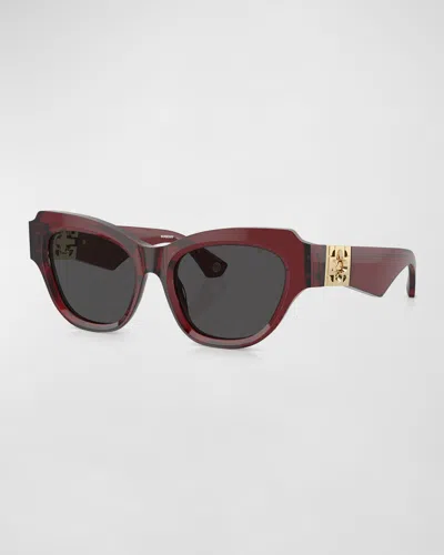Burberry Beveled Acetate & Plastic Cat-eye Sunglasses In Bordeaux