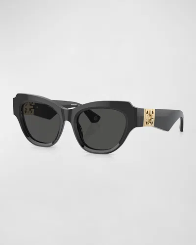 Burberry Beveled Acetate & Plastic Cat-eye Sunglasses In Dark Grey