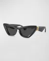 BURBERRY BEVELED ACETATE & PLASTIC CAT-EYE SUNGLASSES