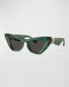 Burberry Beveled Acetate & Plastic Cat-eye Sunglasses In Green