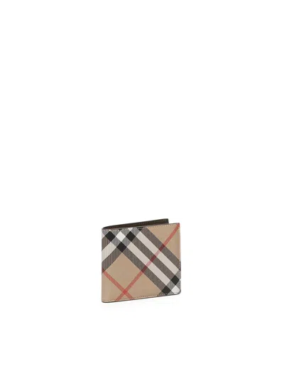 Burberry Bi Fold Beige Check Wallet