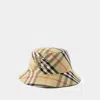 BURBERRY BIAS CHECK BUCKET HAT - BURBERRY - SYNTHETIC - BEIGE