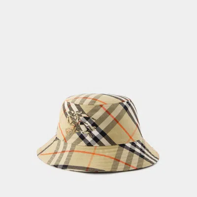 Burberry Bias Check Bucket Hat -  - Synthetic - Beige